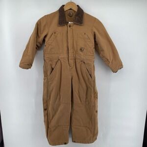 Berne Insulated Coveralls Youth Size S 6-8 Workwear Duck Canvas Camel Brown